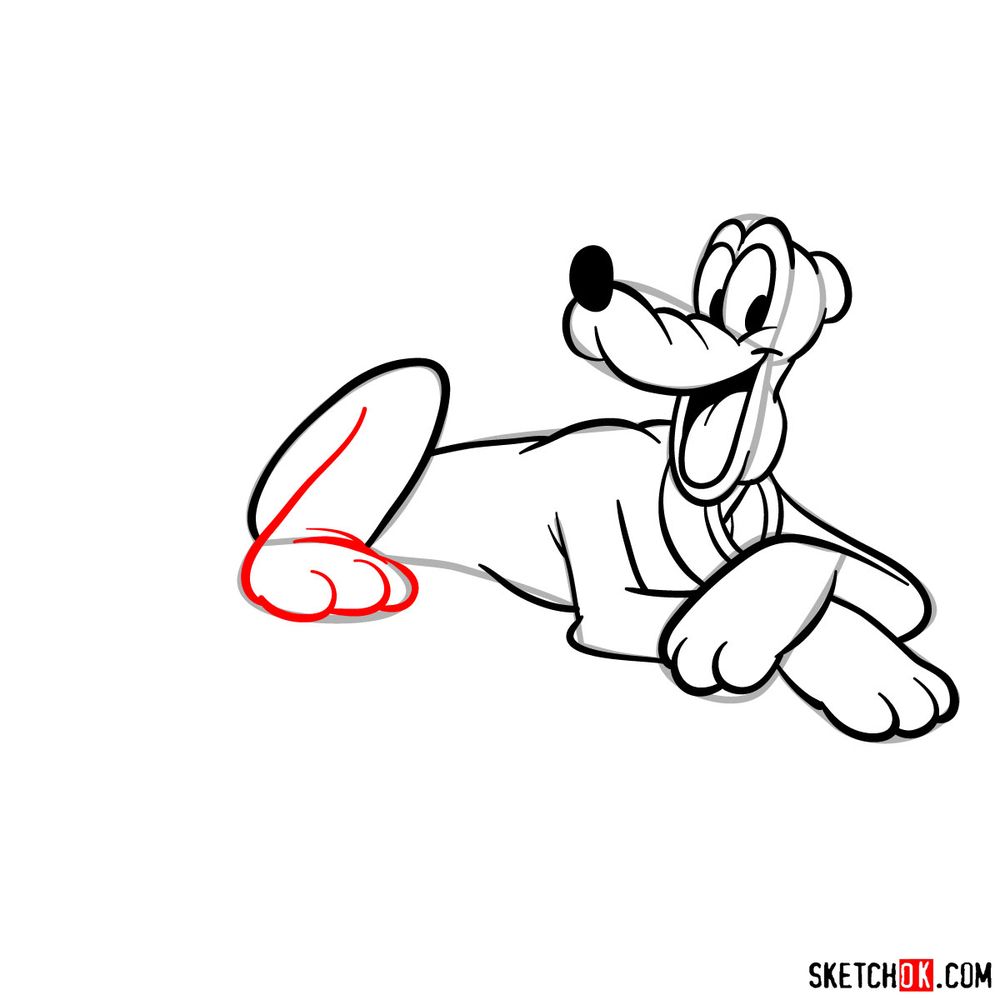 How to draw lying Pluto - step 13