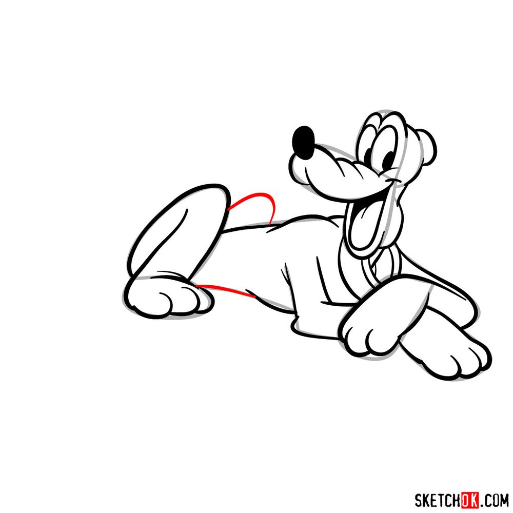 How to draw lying Pluto - step 14