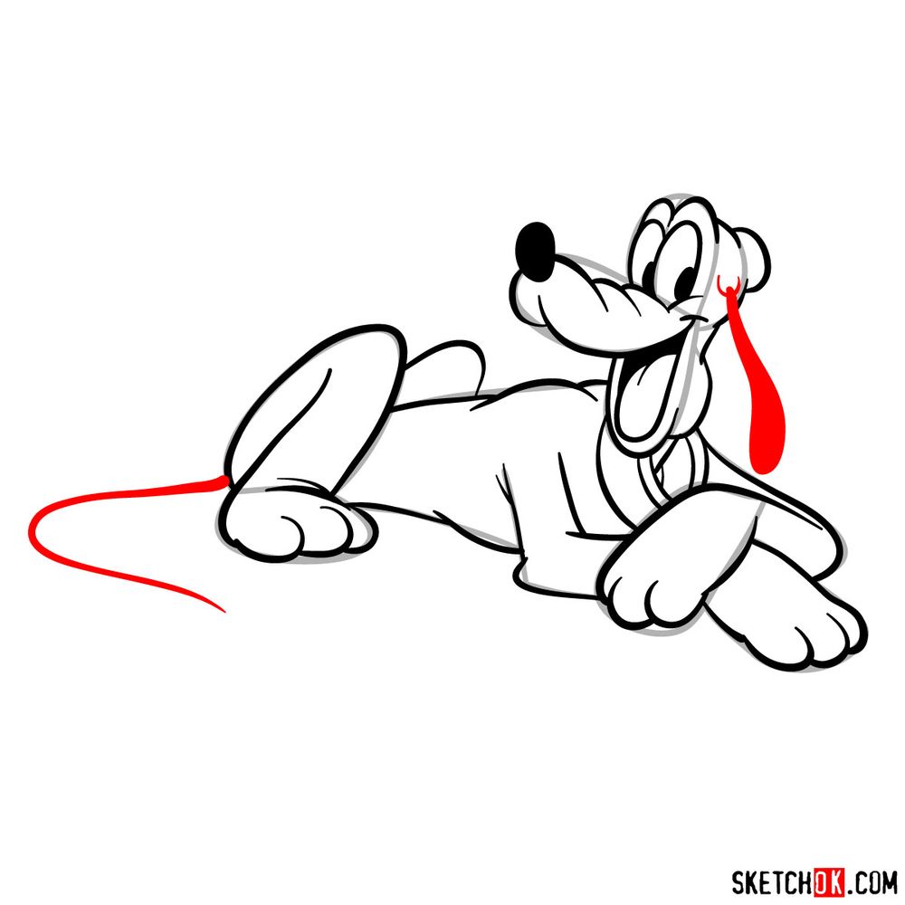 How to draw lying Pluto - step 15