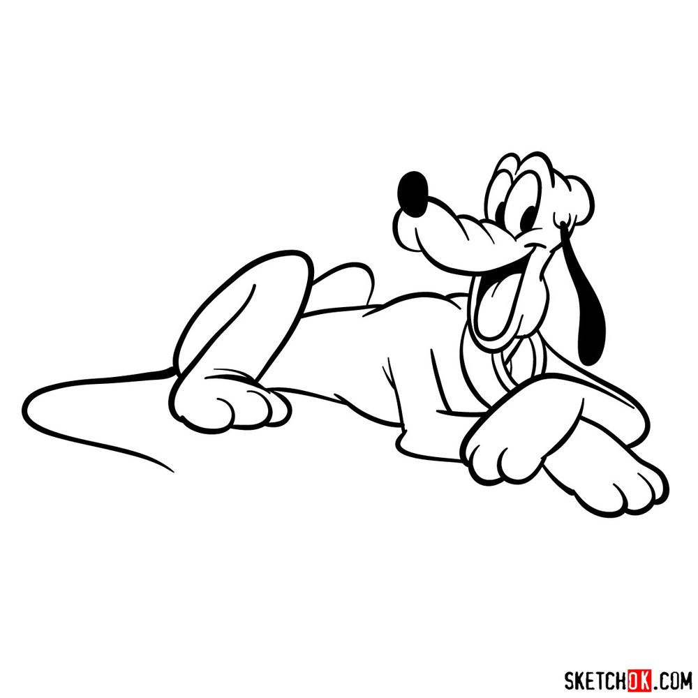 How to Draw Lying Pluto, Disney's Lovable Pup StepbyStep