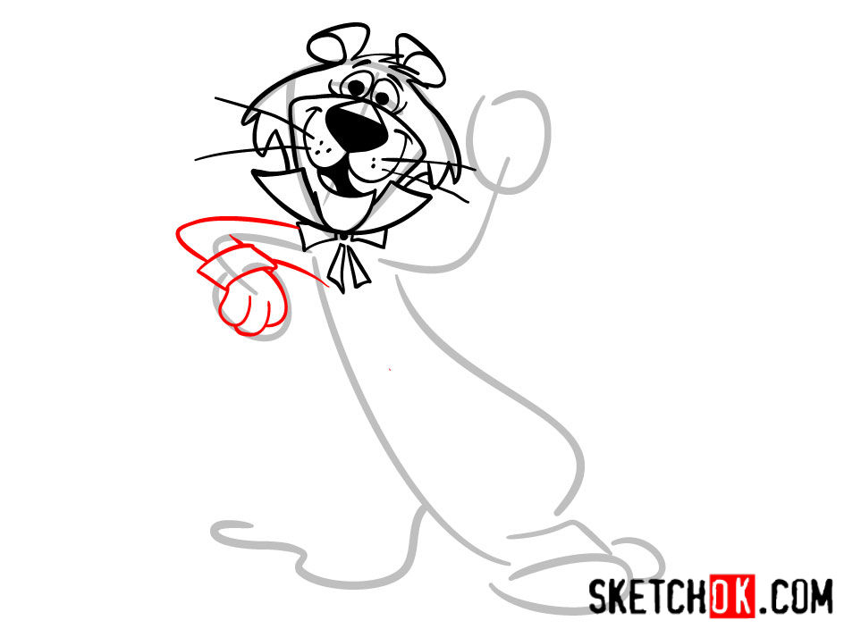 How to draw Snagglepuss - step 07