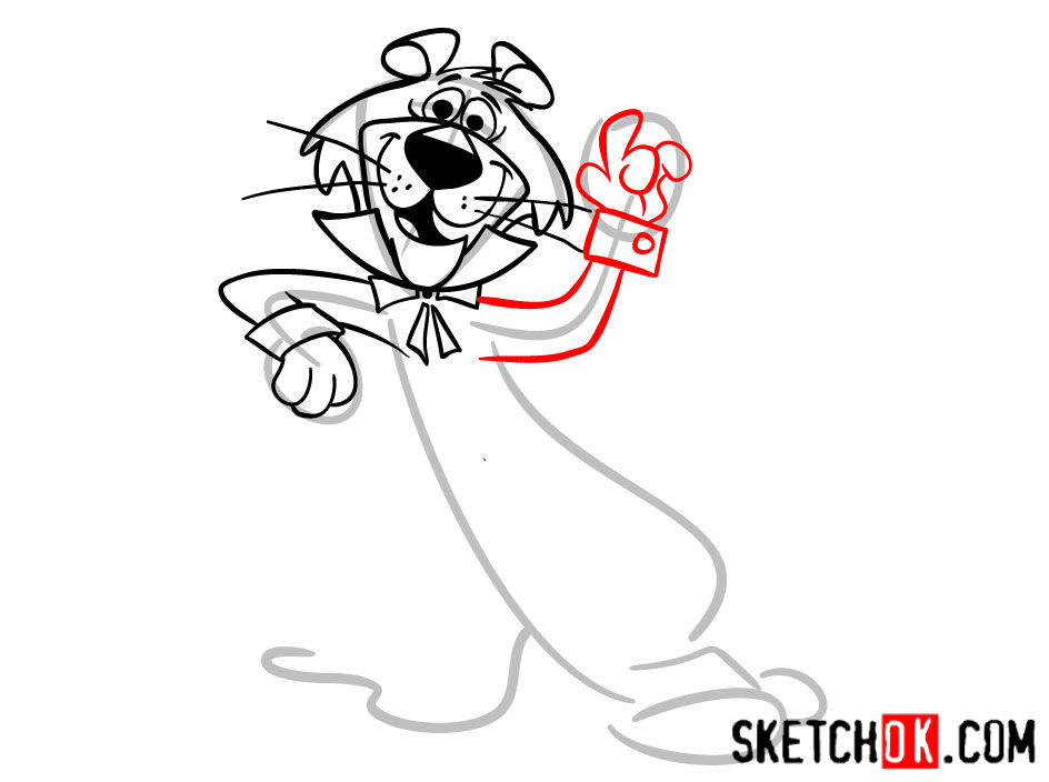 How to draw Snagglepuss - step 08