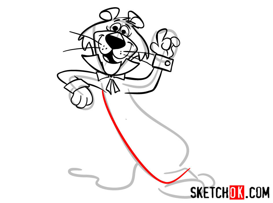 How to draw Snagglepuss - step 09