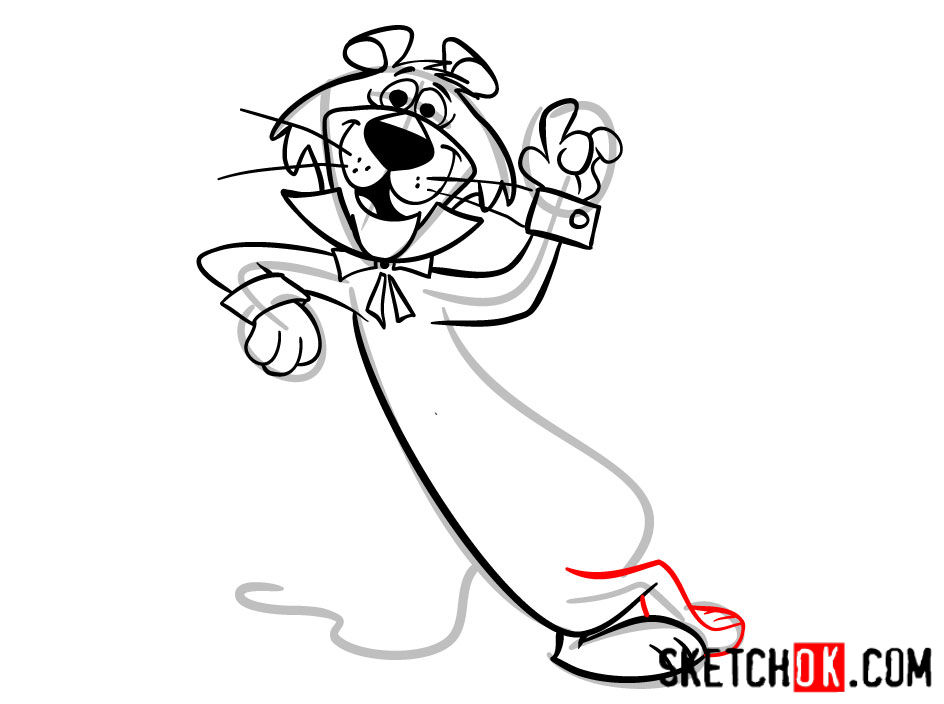 How to draw Snagglepuss - step 11