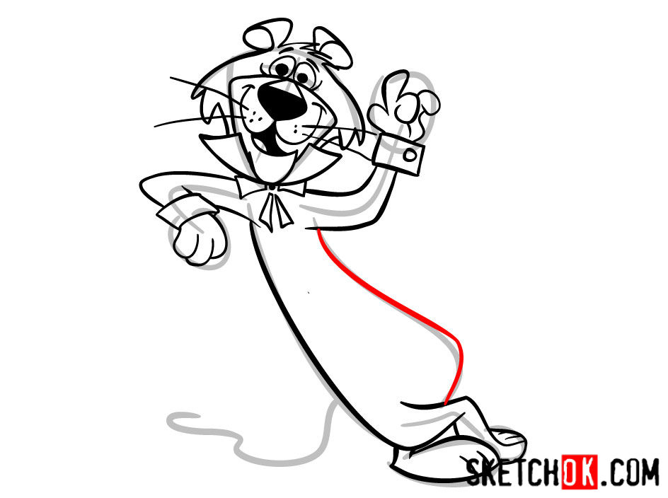 How to draw Snagglepuss - step 12