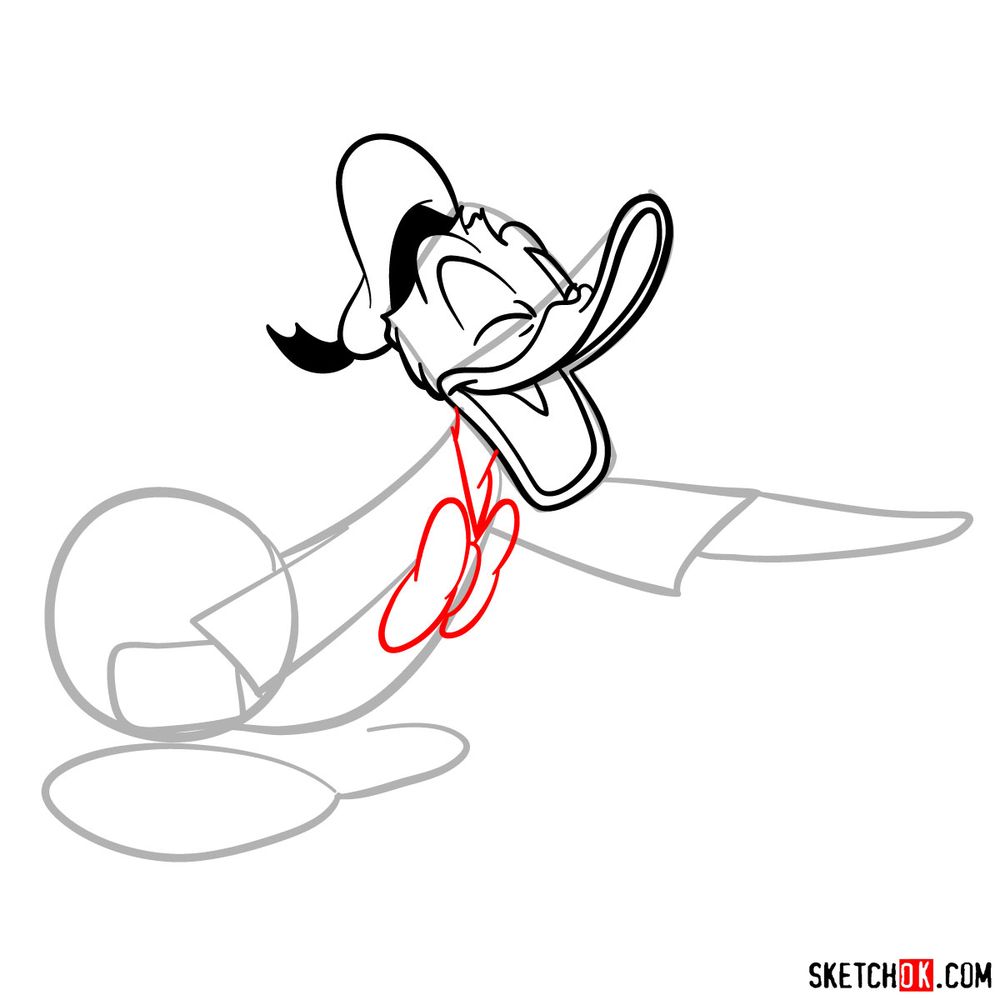 How to draw laughing Donald Duck - step 08