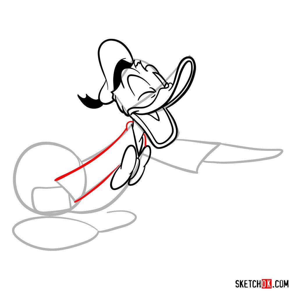 How to draw laughing Donald Duck - step 09