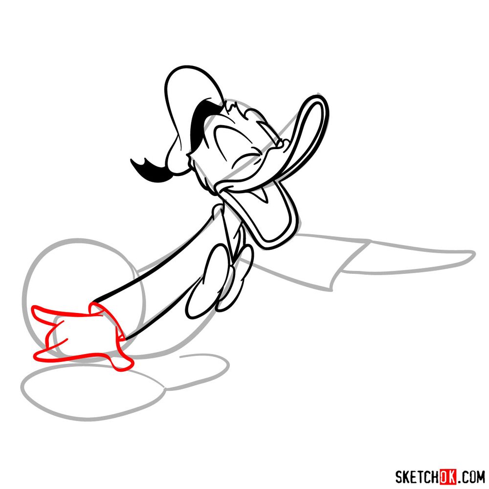 How to draw laughing Donald Duck - step 10