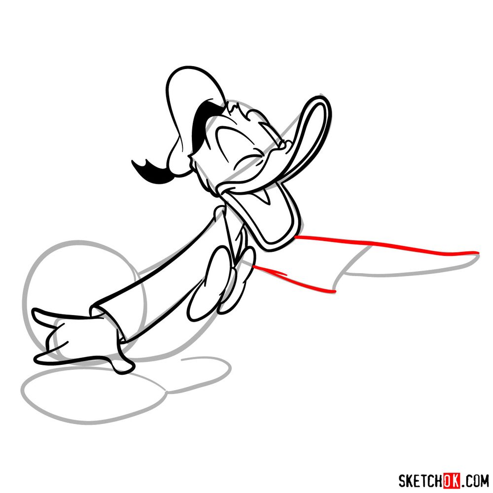 How to draw laughing Donald Duck - step 11