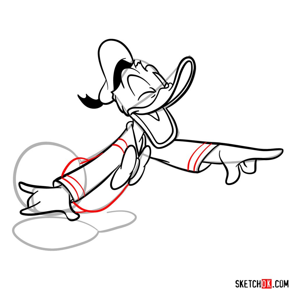 How to draw laughing Donald Duck - step 13
