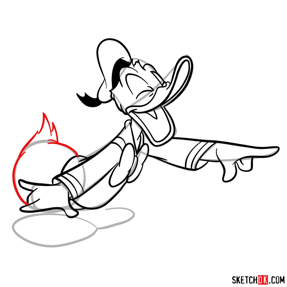 How to draw laughing Donald Duck - step 14