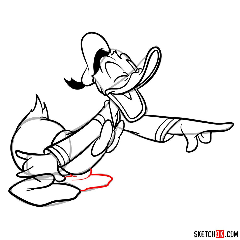 How to draw laughing Donald Duck - step 16