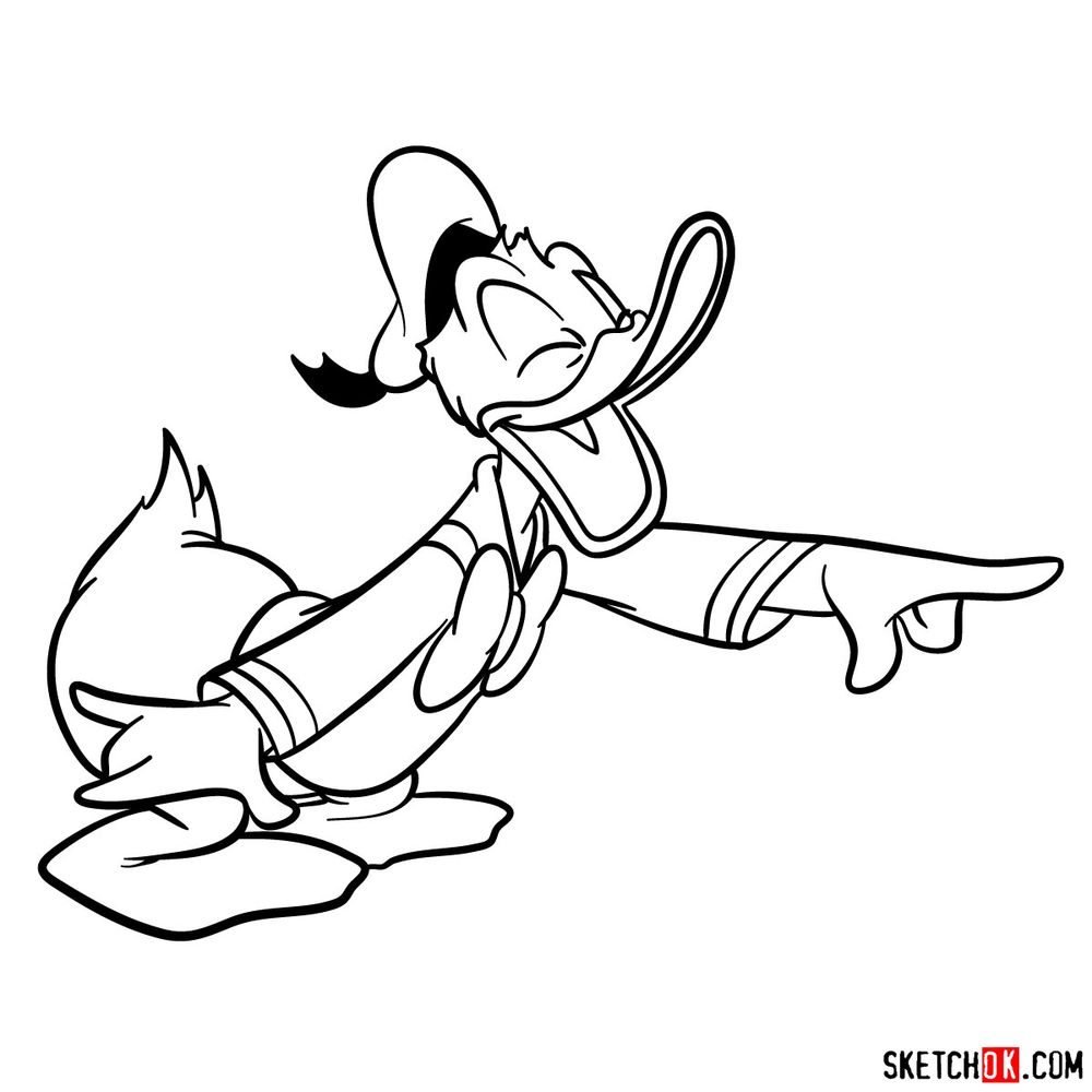 How To Draw Laughing Donald Duck Sketchok Easy Drawing Guides