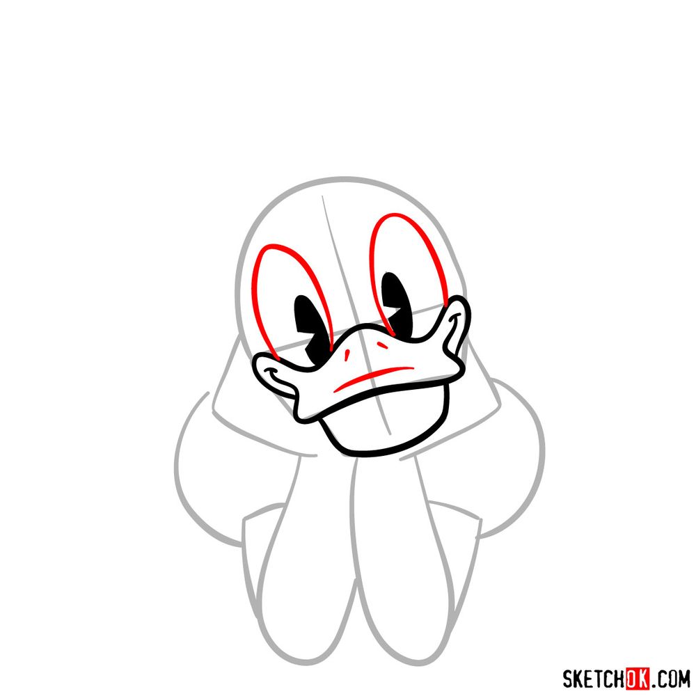 Draw happy Daisy Duck in 15 steps - step 06
