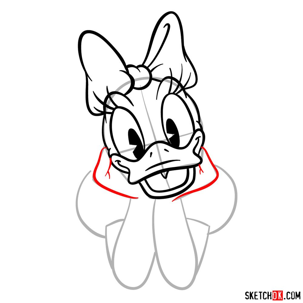 Draw happy Daisy Duck in 15 steps - step 10