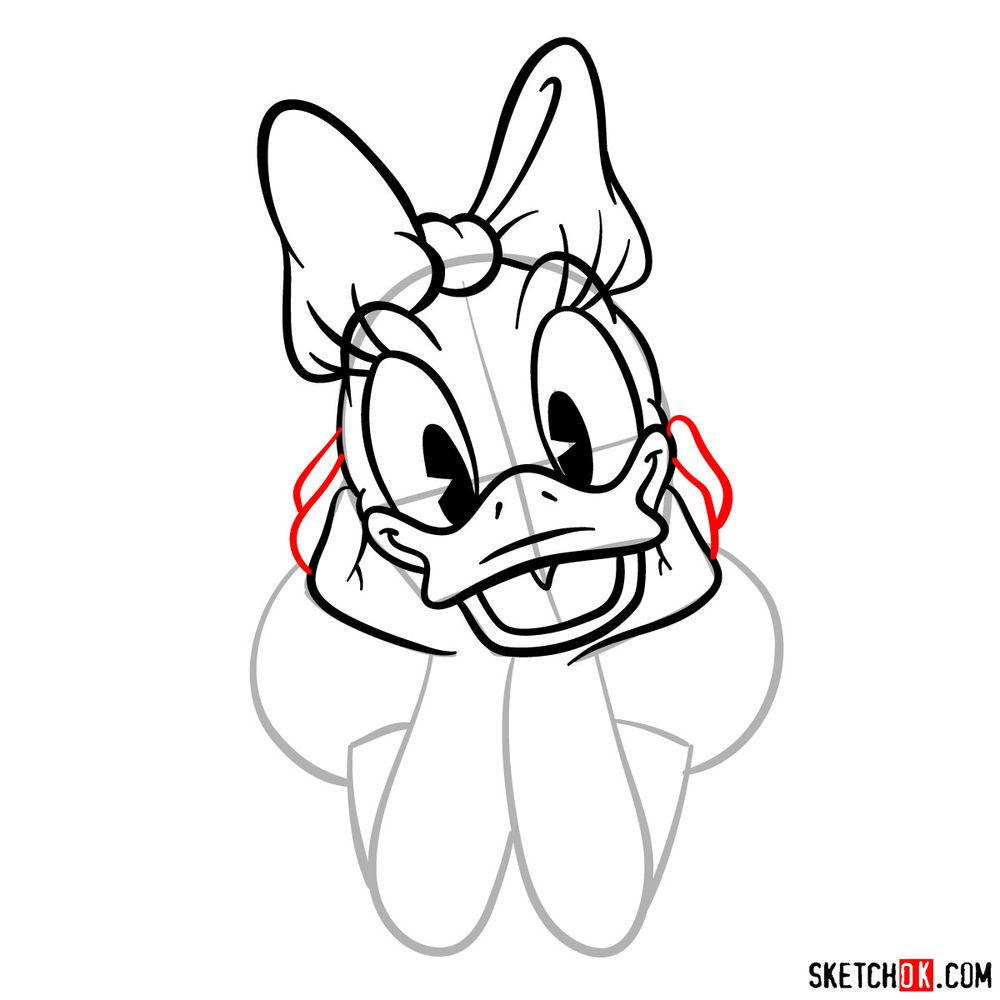Draw happy Daisy Duck in 15 steps - step 11