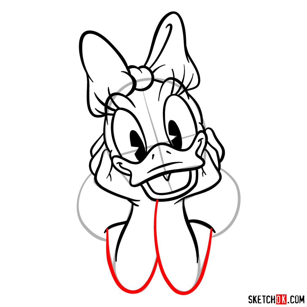 Draw happy Daisy Duck in 15 steps - step 13