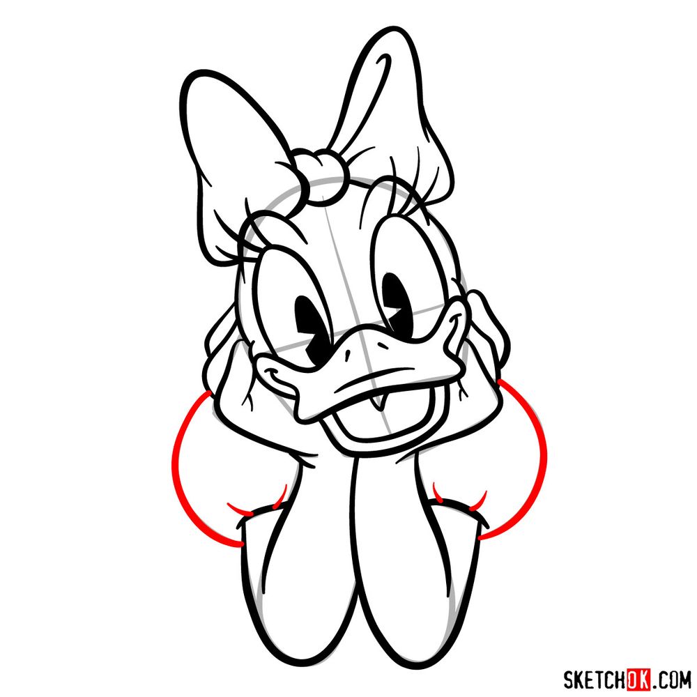 Draw happy Daisy Duck in 15 steps - step 14