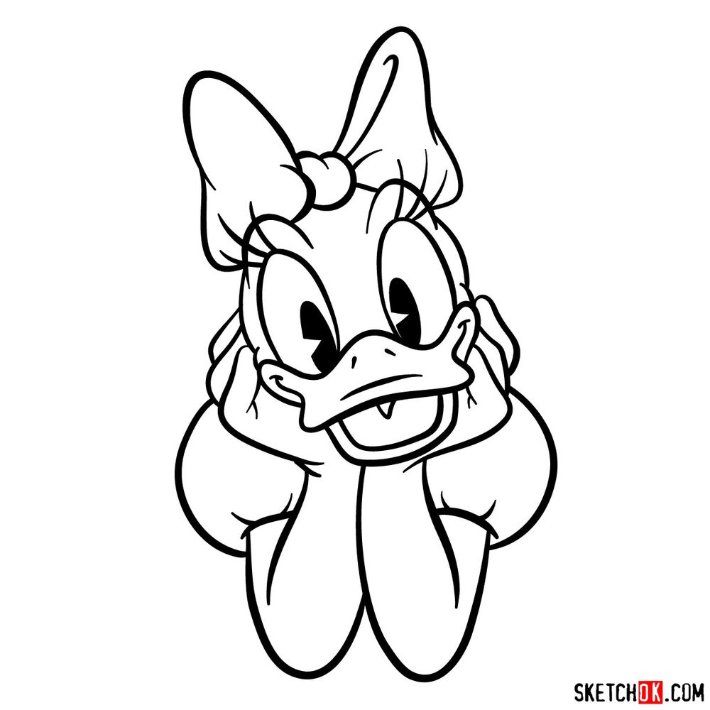 Draw happy Daisy Duck in 15 steps