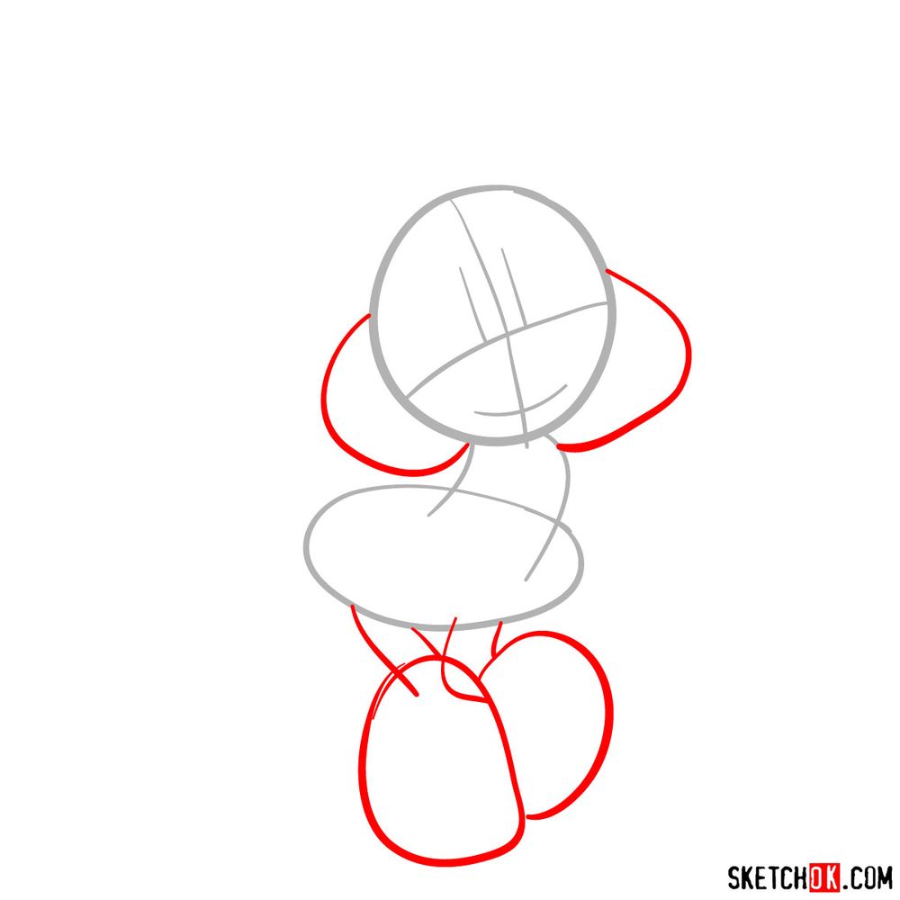 Draw cute Minnie Mouse in 20 steps - step 02