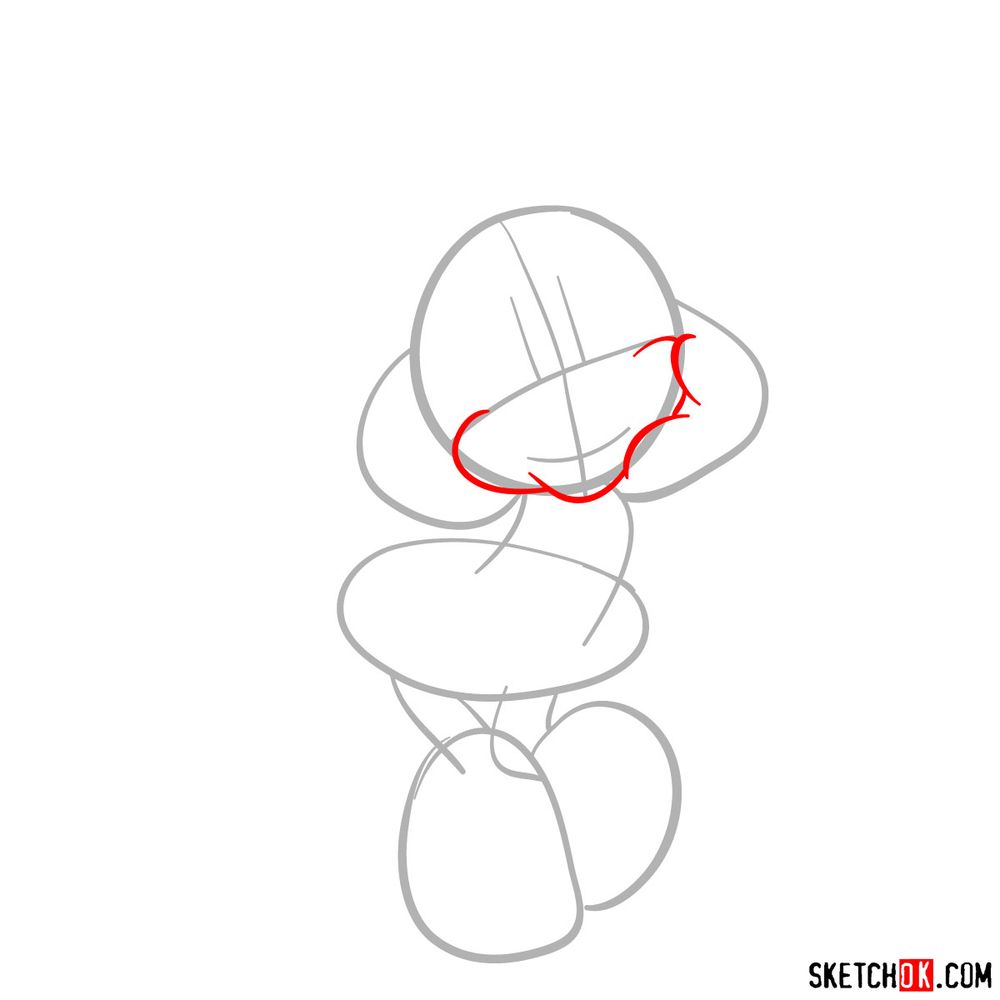 Draw cute Minnie Mouse in 20 steps - step 03