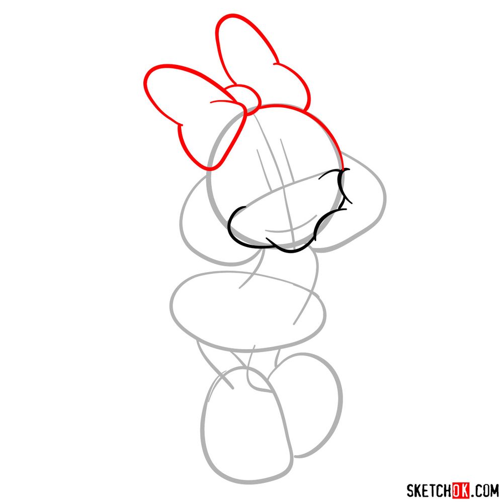 Draw cute Minnie Mouse in 20 steps - step 04