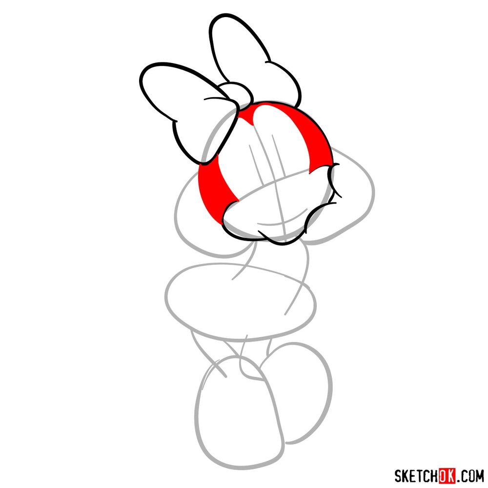 Draw cute Minnie Mouse in 20 steps - step 05