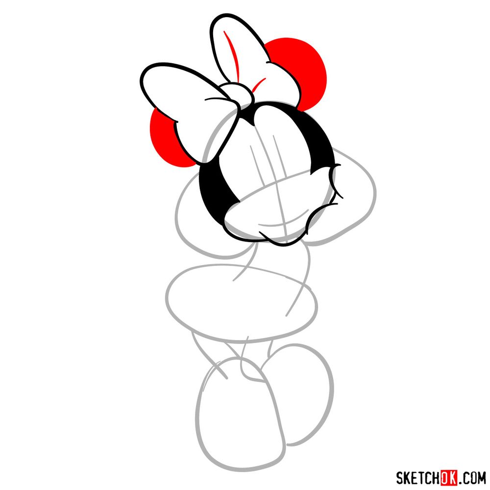 Draw cute Minnie Mouse in 20 steps - step 06