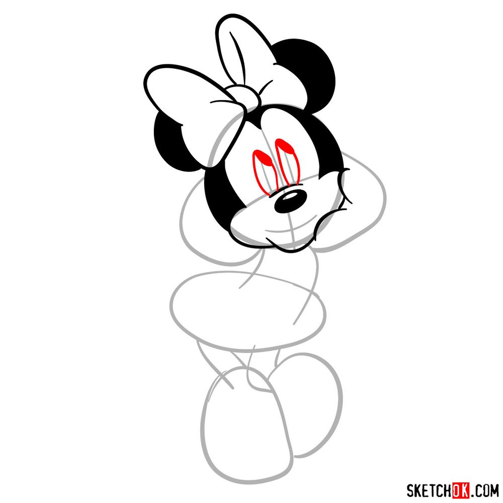 Draw cute Minnie Mouse in 20 steps - step 08