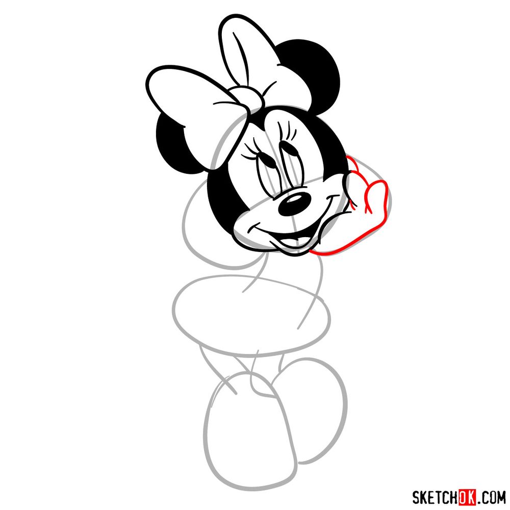 Draw cute Minnie Mouse in 20 steps - step 10