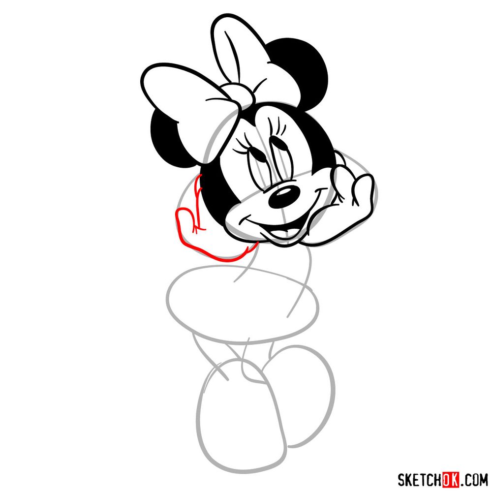 Draw cute Minnie Mouse in 20 steps - step 11