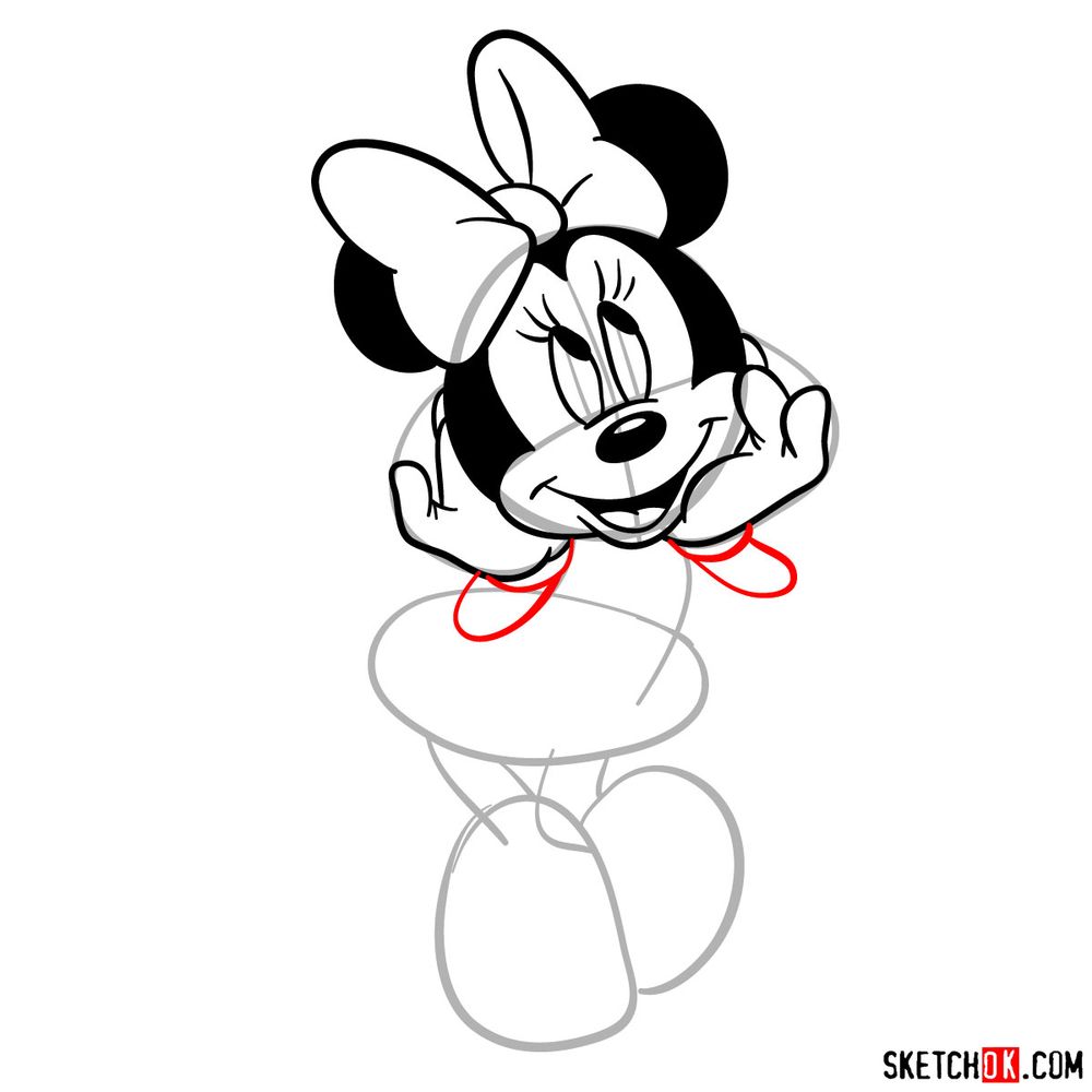 Draw cute Minnie Mouse in 20 steps - step 12