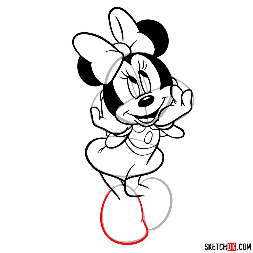 Draw cute Minnie Mouse in 20 steps - step 16