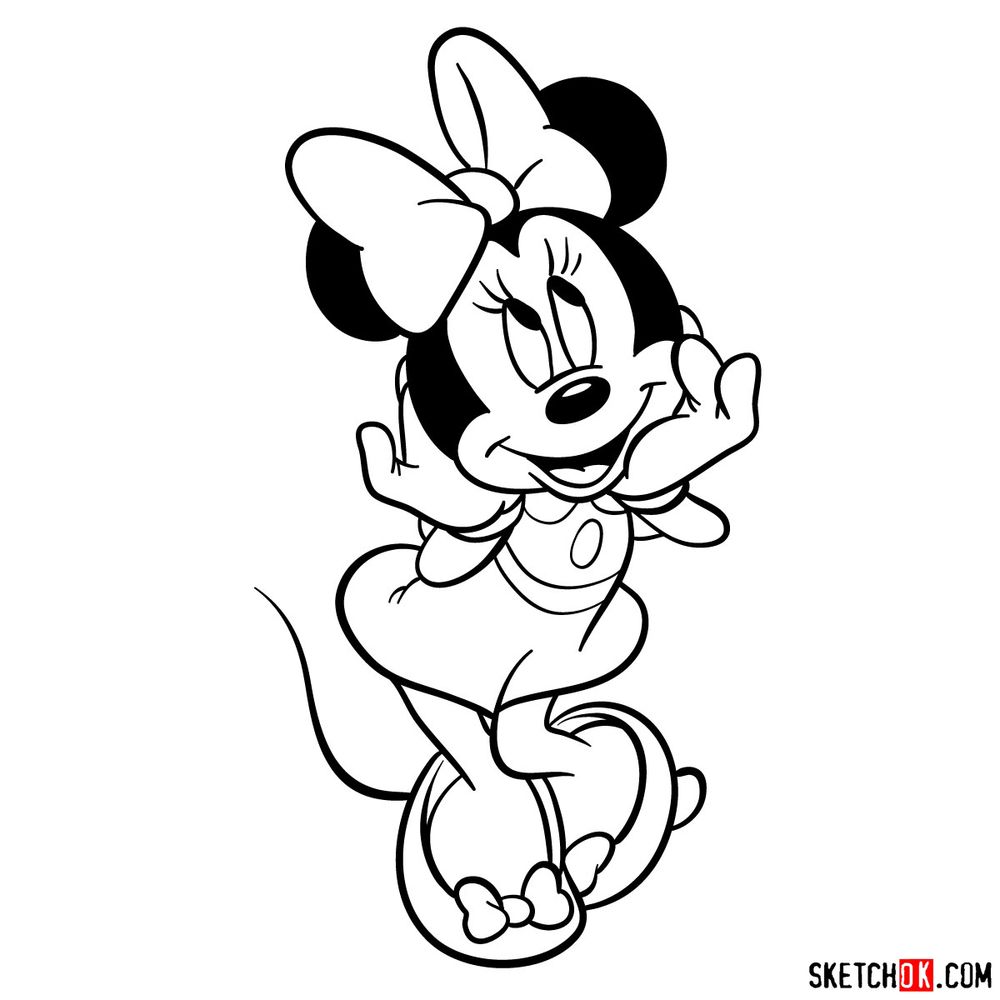 Draw cute Minnie Mouse in 20 steps