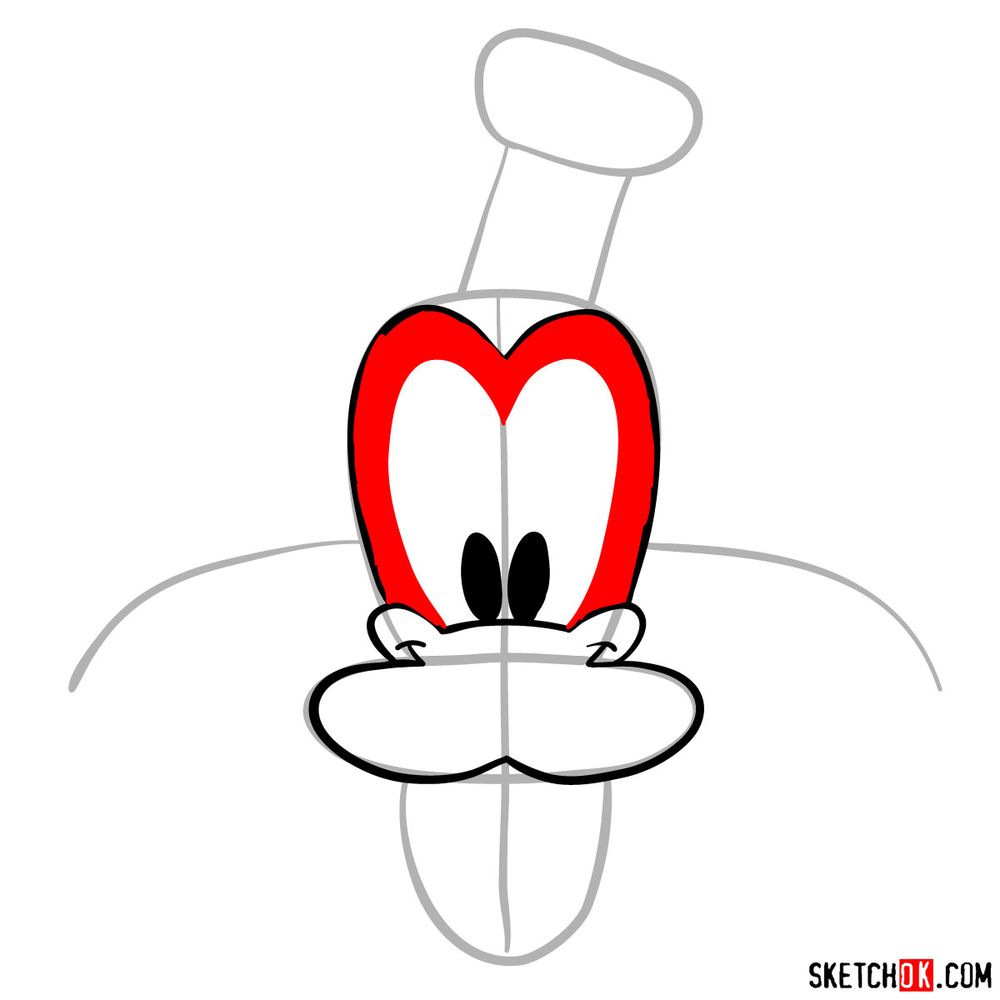 How to draw the face of Goofy - step 07