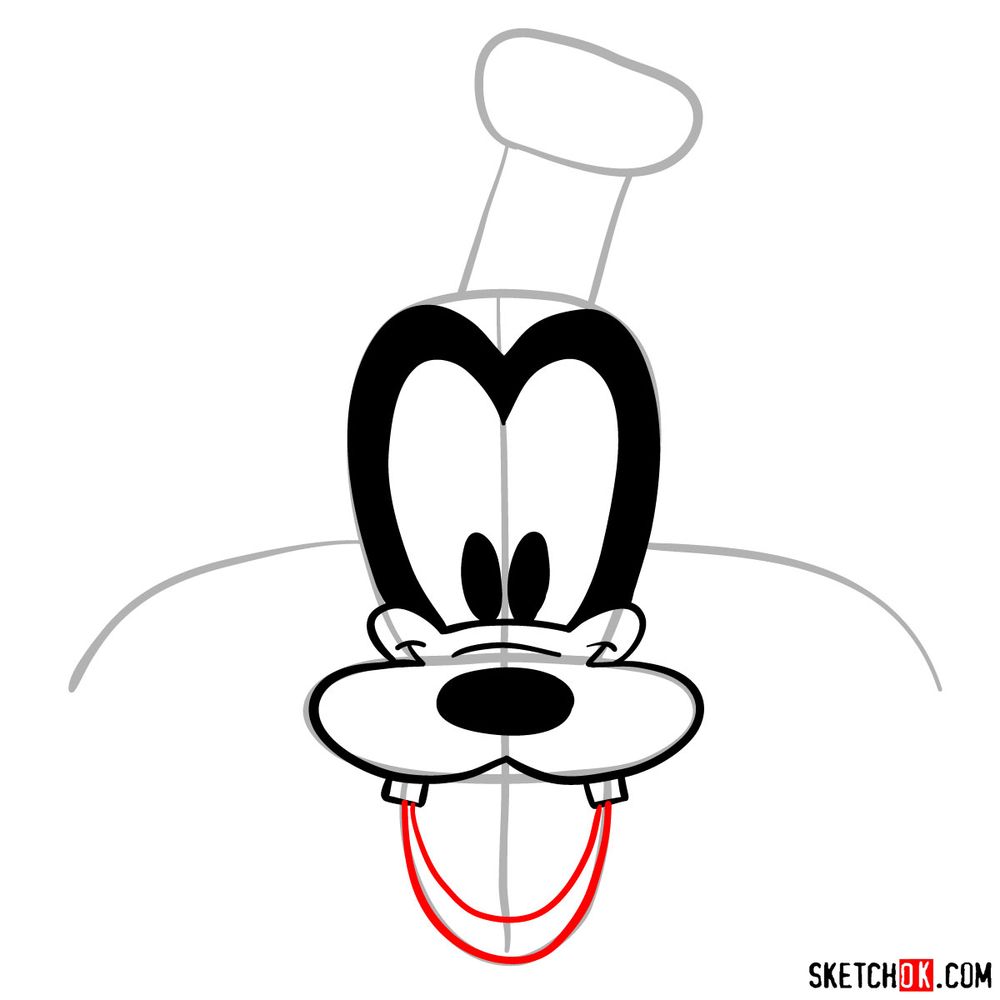 How to draw the face of Goofy - step 09