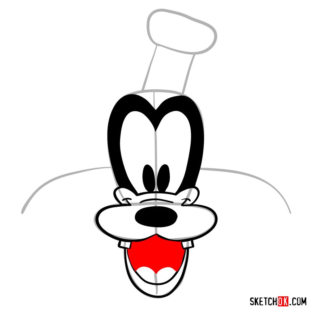 How to draw the face of Goofy - step 10