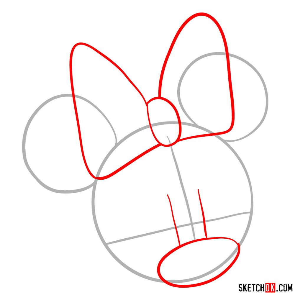Draw the cute face of Minnie Mouse in 12 steps - step 02