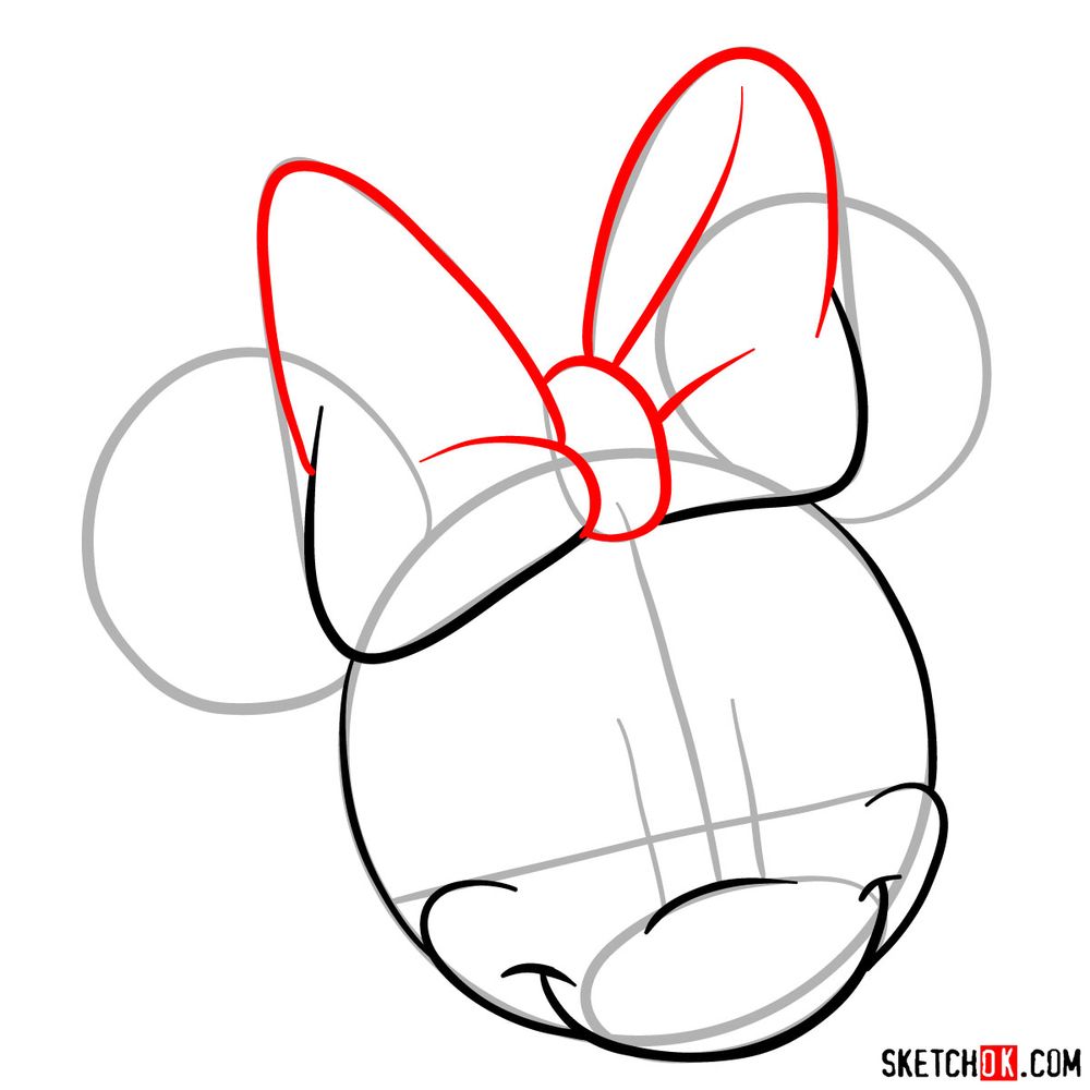 Draw the cute face of Minnie Mouse in 12 steps - step 06