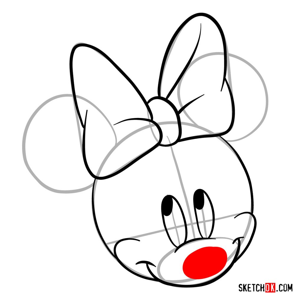 Draw the cute face of Minnie Mouse in 12 steps - step 08