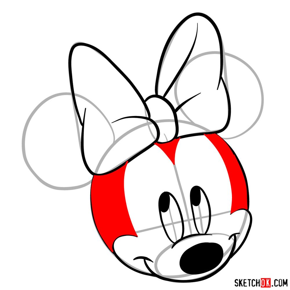 Draw the cute face of Minnie Mouse in 12 steps - step 09