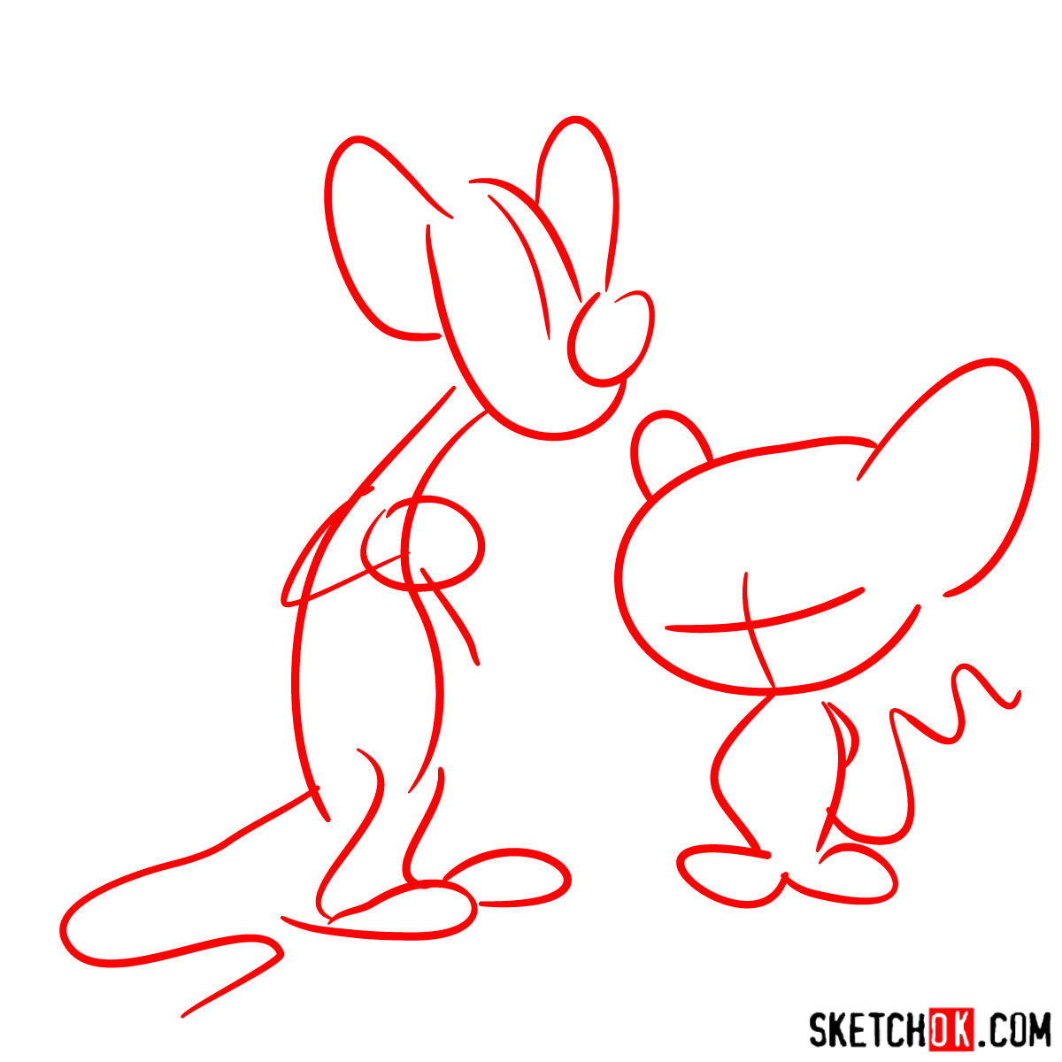 How to draw Pinky and the Brain together - step 01