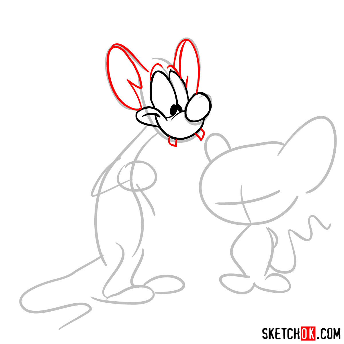 How to draw Pinky and the Brain together - step 03