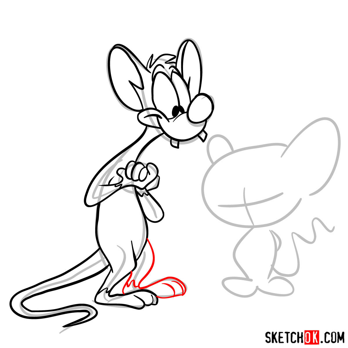 How to draw Pinky and the Brain together - step 08
