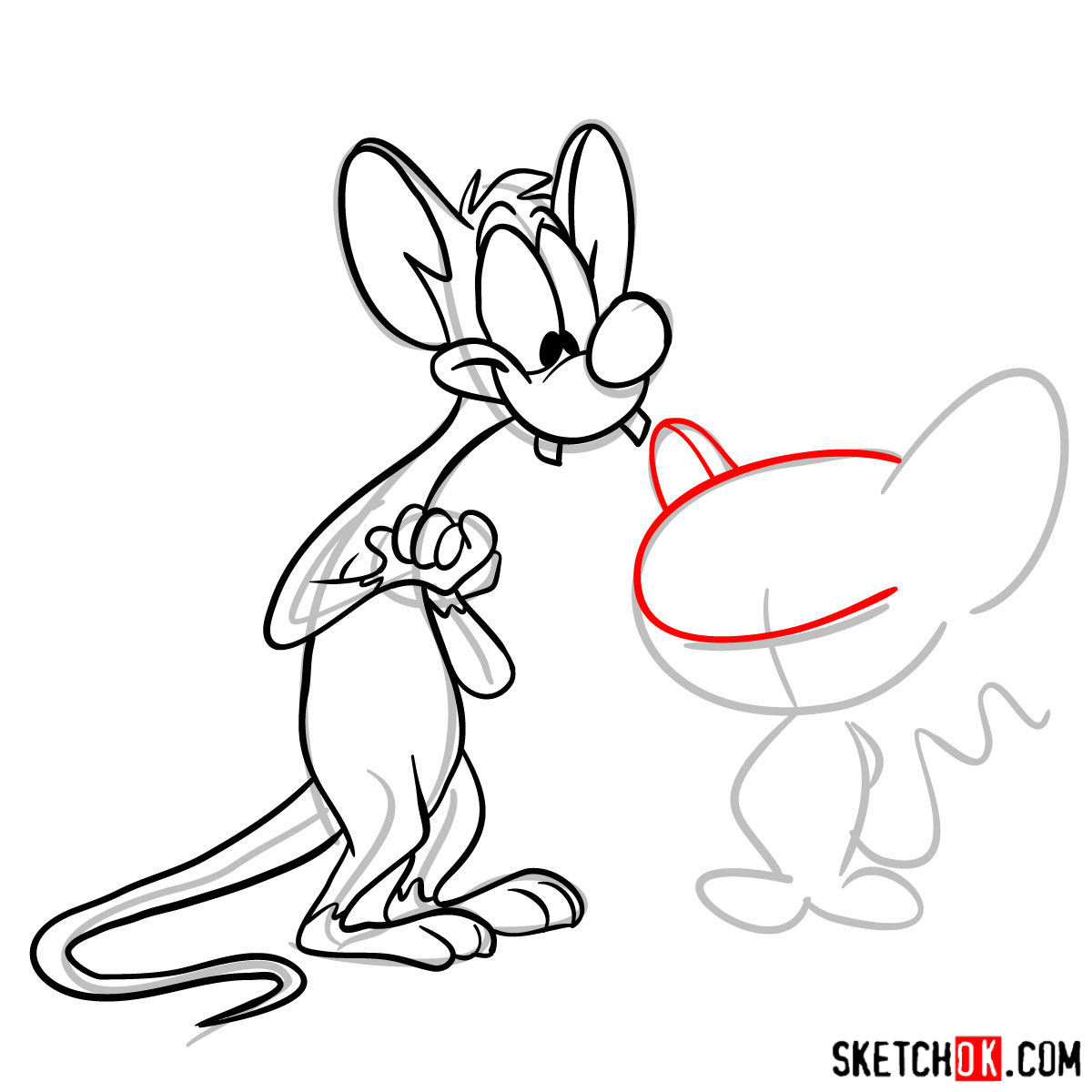 How to draw Pinky and the Brain together - step 09