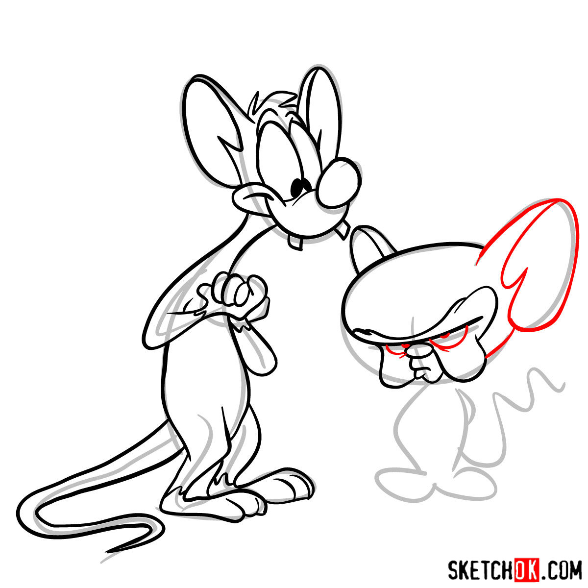 How to draw Pinky and the Brain together - step 11