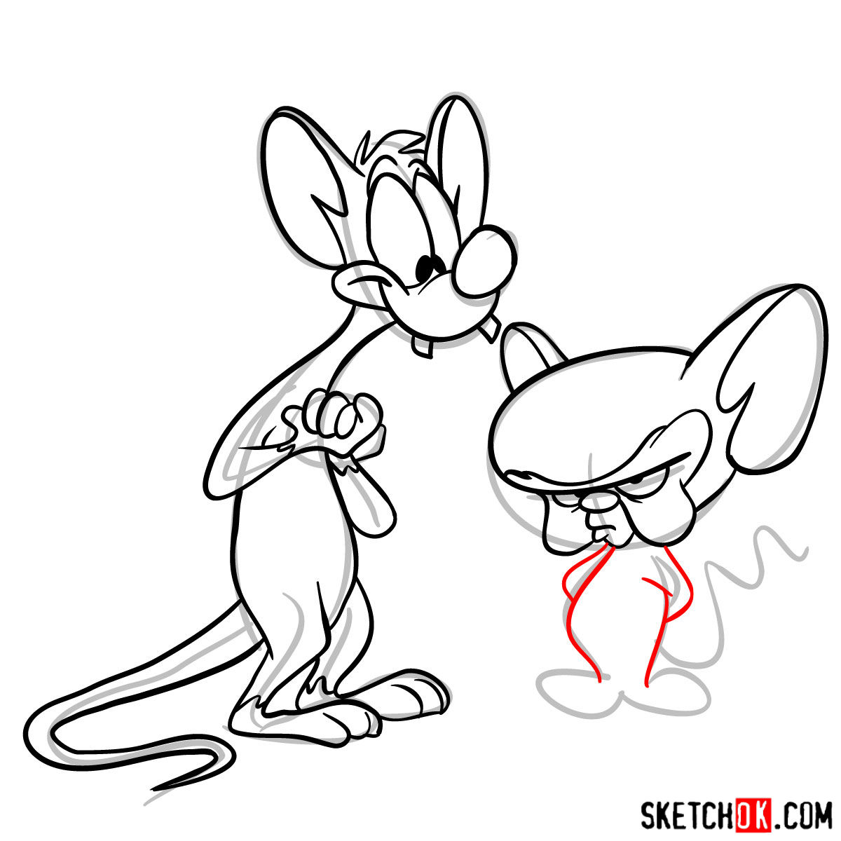 How to draw Pinky and the Brain together - step 12