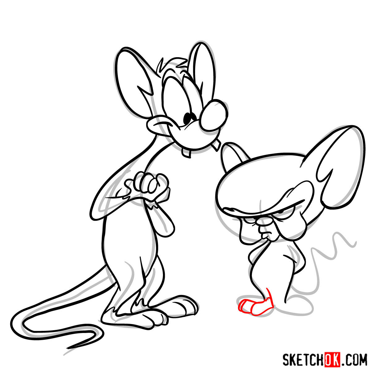 How to draw Pinky and the Brain together - step 13