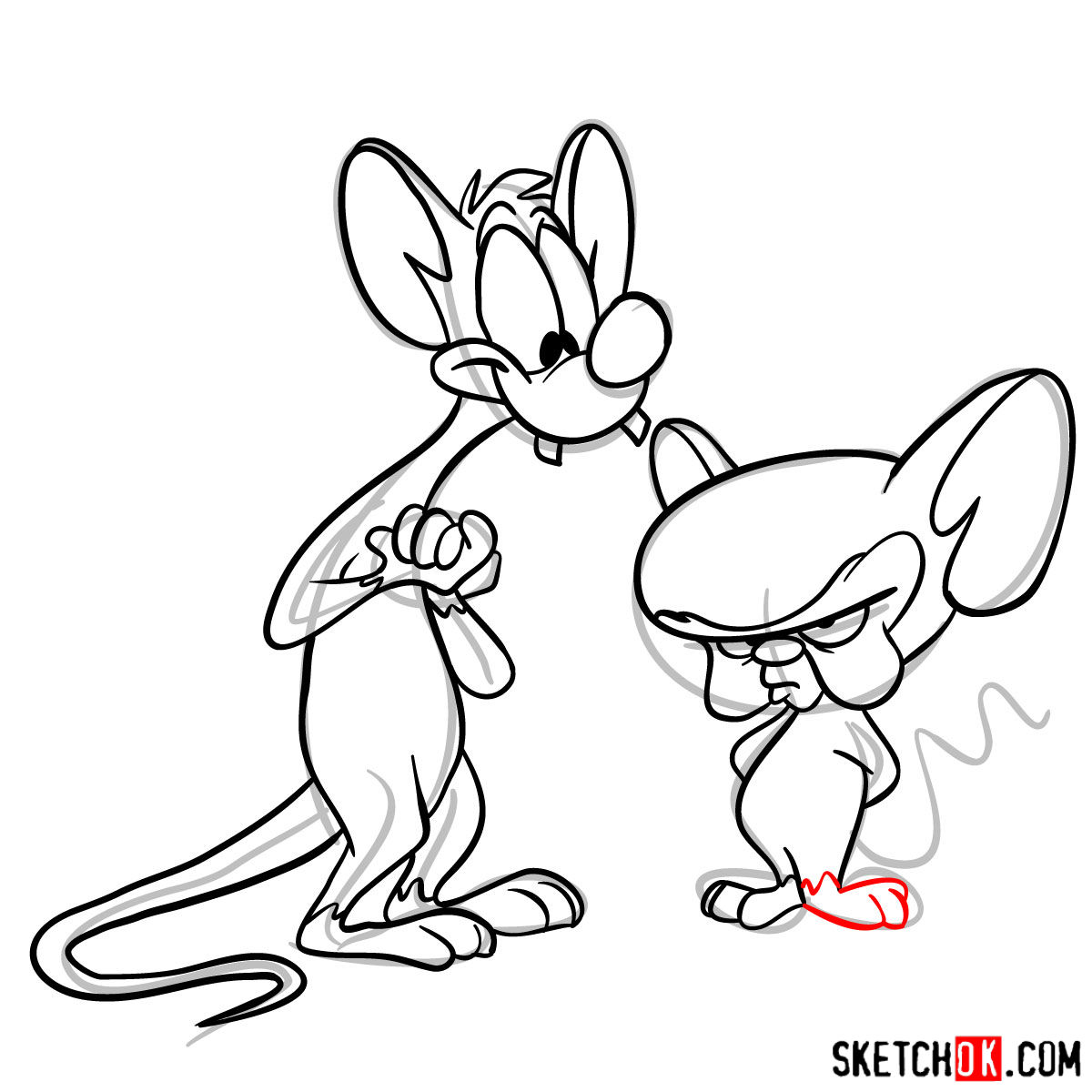 How to draw Pinky and the Brain together - step 14