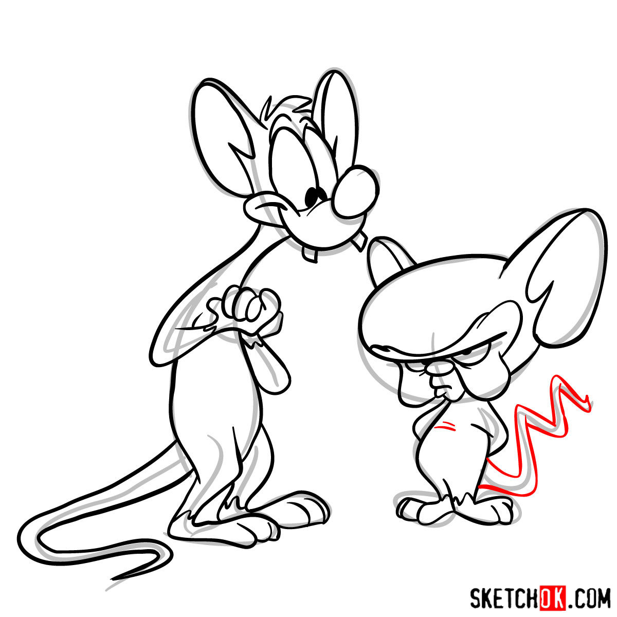 How to draw Pinky and the Brain together - step 15